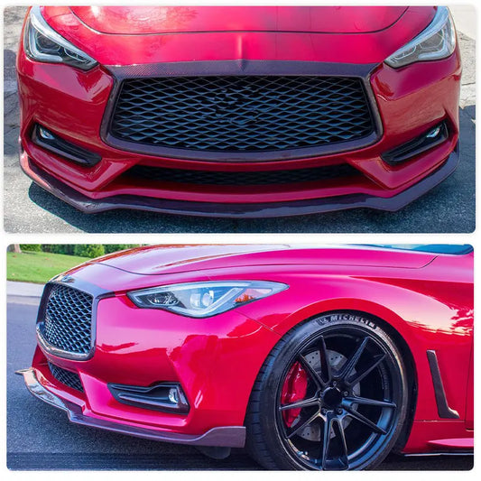 Car Front Bumper Lip Spoiler for Infiniti Q60 Sport Coupe 2-Door 2016-2022 Front Lip Chin Apron With Splitters Carbon Fiber