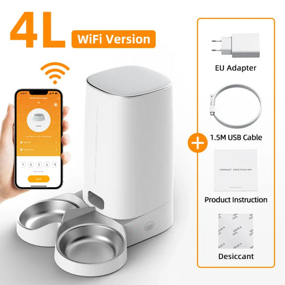 ROJECO Automatic Cat Feeder Pet Smart Cat Food Kibble Dispenser Remote Control Auto WiFi Double Feeder For Cats Dog Accessories