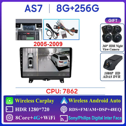 Car Radio Carplay For Land Rover Range Sport 2005 2006 2007 2008 2009  Multimedia Player GPS Navigation Android Auto 5G Wifi