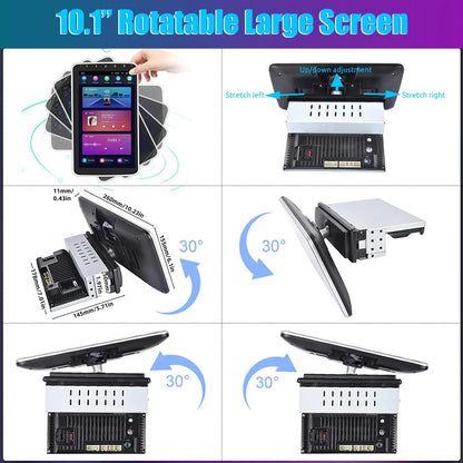 ESSGOO Android 14 10.1 Inch Universal Single Rotatable Car Radio Auto Carplay Multimedia Player GPS Navi Automotive Stereo