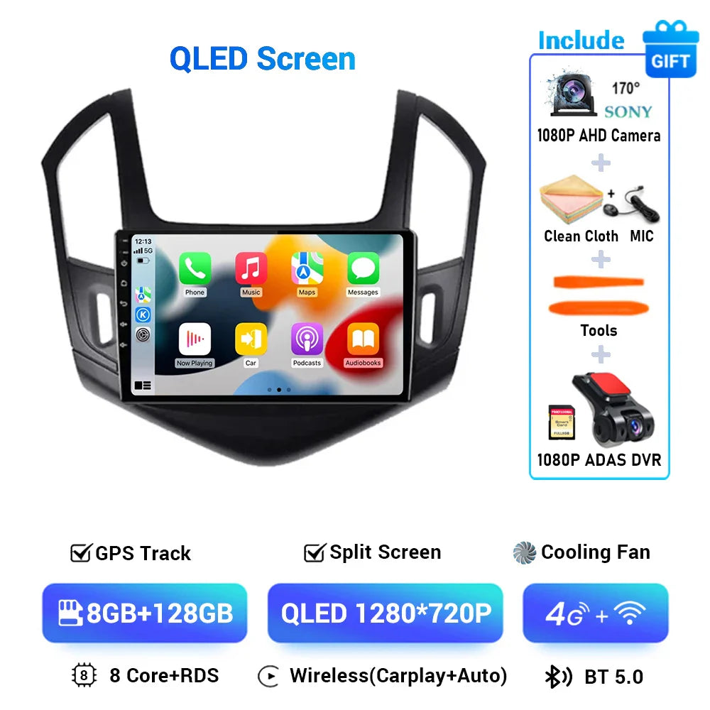 9" Android 15 Car Radio Video Player For Chevrolet Cruze J300 J308 2012 2013 2014 2015 GPS DSP Serero Auto Carplay 8G 1256G