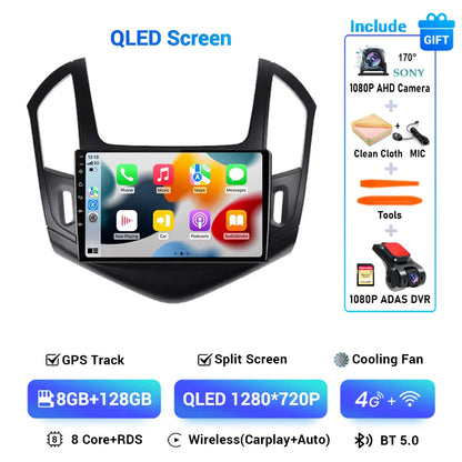 9" Android 15 Car Radio Video Player For Chevrolet Cruze J300 J308 2012 2013 2014 2015 GPS DSP Serero Auto Carplay 8G 1256G