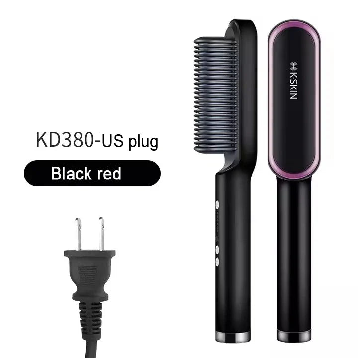2in1 Hair Styler Straightening  Hot Comb Fast Heated Ceramic Negative Ion Curler Straightener Brush Anti-Scalding Styling Tools