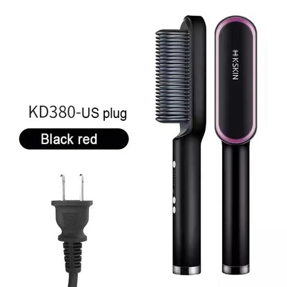 2in1 Hair Styler Straightening  Hot Comb Fast Heated Ceramic Negative Ion Curler Straightener Brush Anti-Scalding Styling Tools