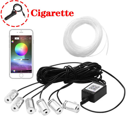 Car LED Interior Atmosphere Lights Universal RGB Ambient Light Optic Fiber APP Music Control Auto Decorative Neon Lamp