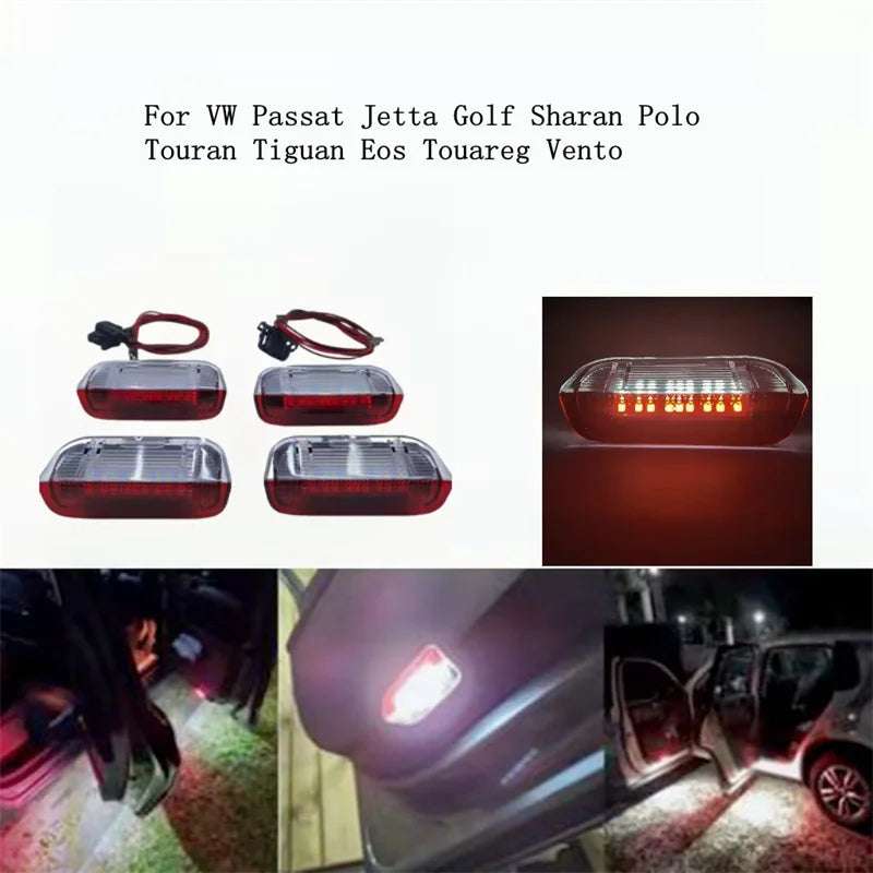 4Pcs Car LED Door Warning Light Welcome Projector for Golf 6 7 Jetta MK5 MK6 Passat B6 B7 CC TIGUAN Scirocco