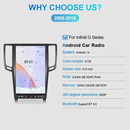 Navihua Android Car Radio GPS Navigation Multimedia Player DVD Monitor Autostereo For Infiniti G25 G37 G37S 2007-2013 Q60 2013