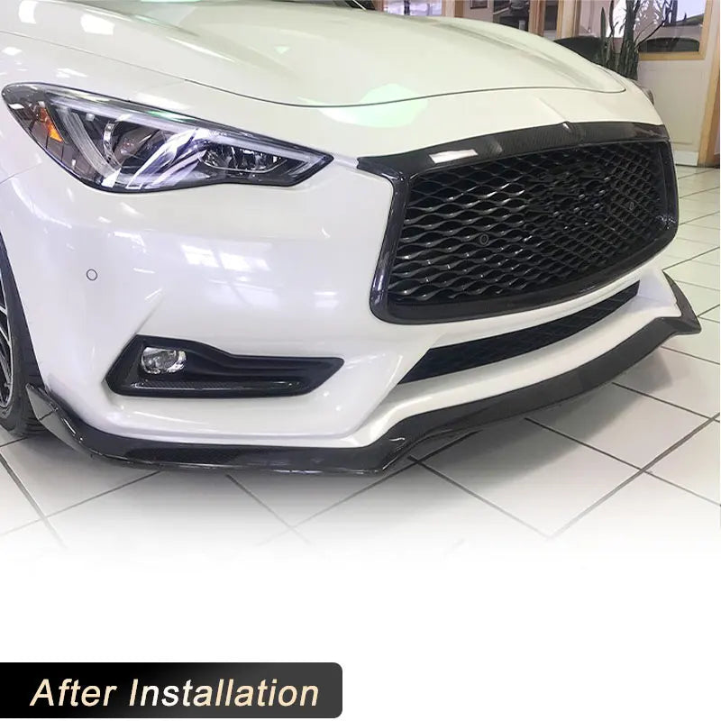 Car Front Bumper Lip Spoiler for Infiniti Q60 Sport Coupe 2-Door 2016-2022 Front Lip Chin Apron With Splitters Carbon Fiber