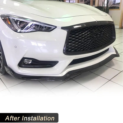 Car Front Bumper Lip Spoiler for Infiniti Q60 Sport Coupe 2-Door 2016-2022 Front Lip Chin Apron With Splitters Carbon Fiber
