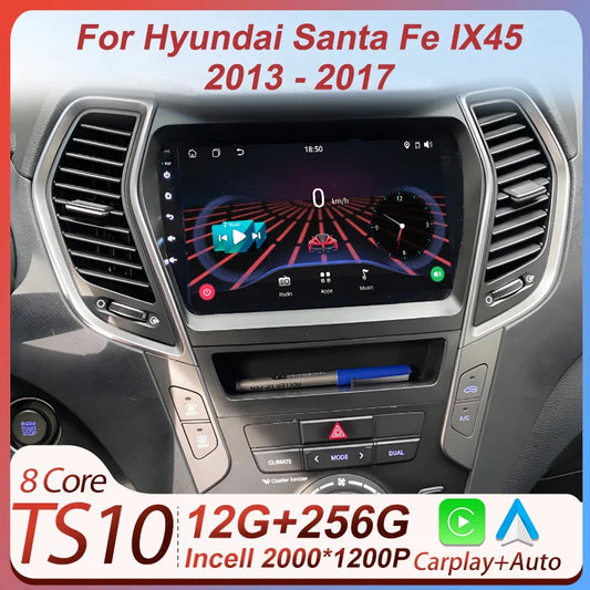 Car Multimedia Video Radio Player For Hyundai Santa Fe IX45 2013 - 2017 Wireless Android Auto CarPlay 8 Core GPS Navigation BT