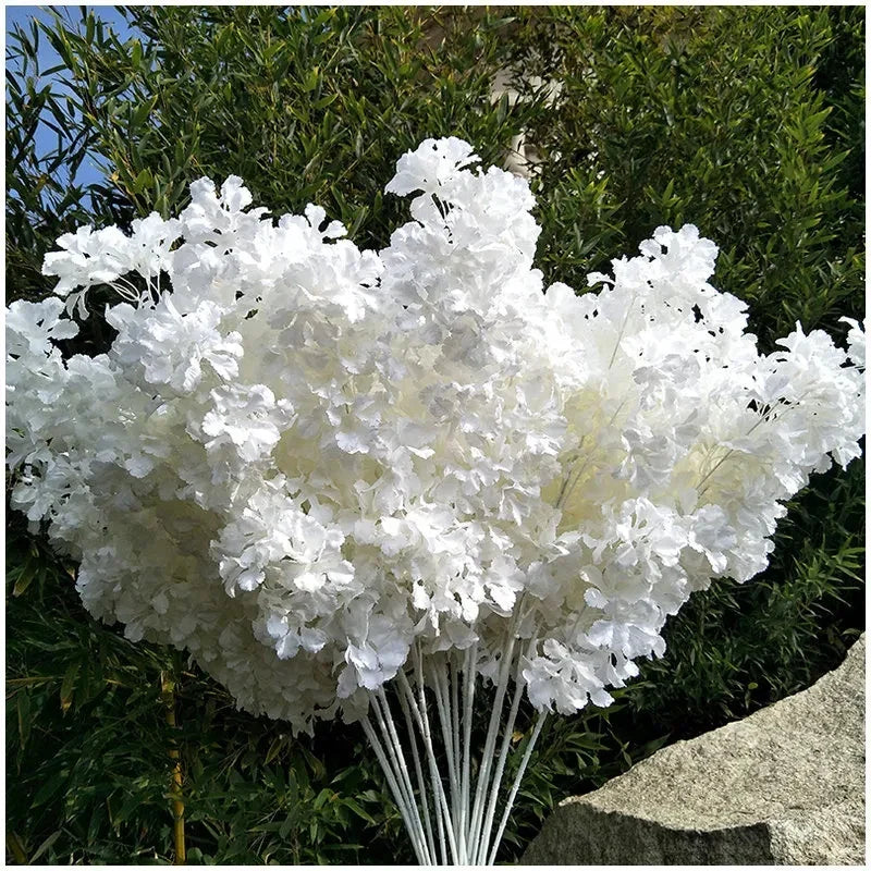 100pcs 90cm White Branch Snow Cherry Blossom Artificial Flower Home Living Room Decoration Wedding Outdoor Party Shooting Props