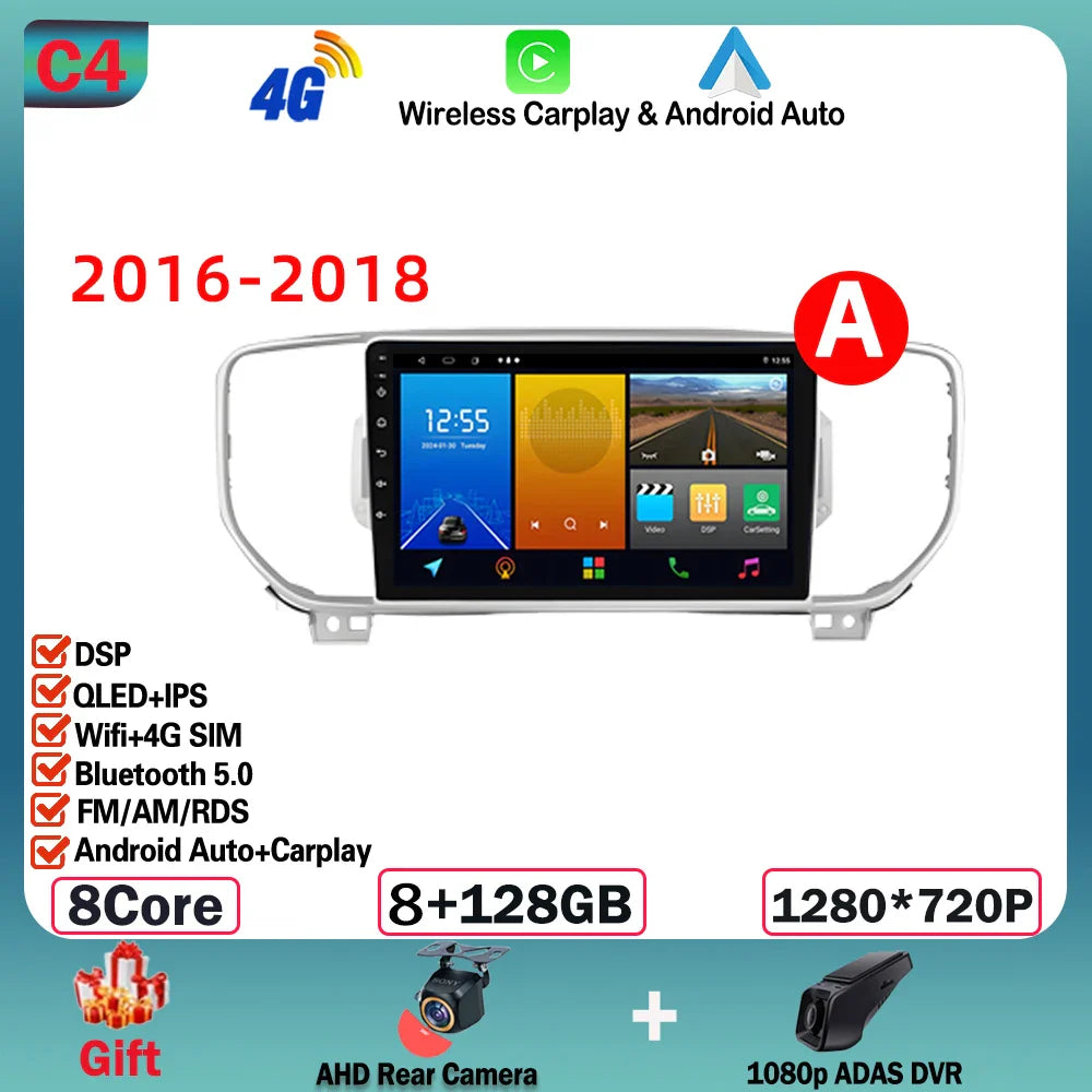 Android  For KIA Sportage 4 2016-2018 2019-2021 Multimedia Video Player Navigation GPS Stereo Wireless Carplay DSP WIFI NO 2DIN