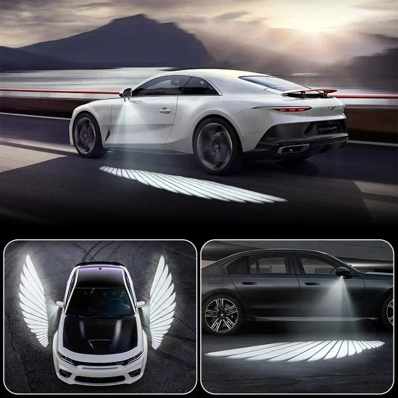 Senlo 2PCS LED Angel Wings Car Door Welcome Light Rearview Mirror Projector Lamp White Decoration Ambient Lamps Auto Accessories