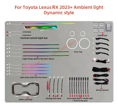For Lexus RX 2023+ LED Atmosphere Lamp Automotive Interior Lighting Upgrade Ambient Light Car accessories screen &APP control