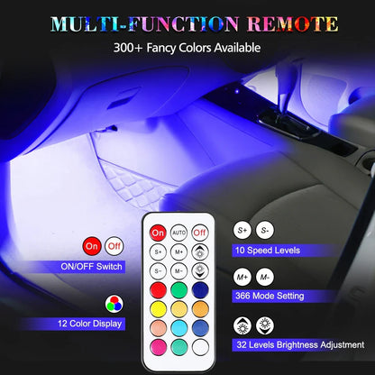 Car Interior Lights Neon Atmosphere RGB LED Strip Bar Car Decorative Lighting Lamp Remote / APP Control Ambient Atmosphere Auto