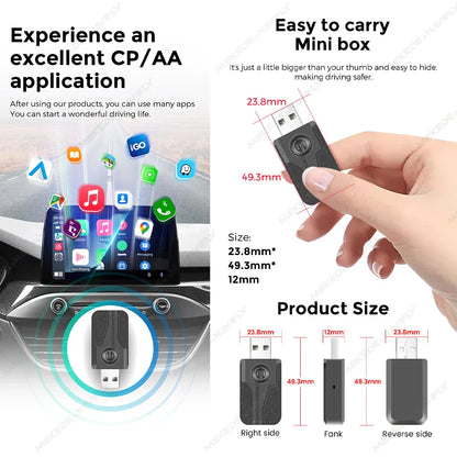 NaviFly Android Auto Carplay Adapter Wired To Wireless For Lincoln Toyota Honda Hyundai KIA Nissan Acura Buick Citroen Audi DS