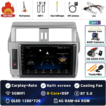 Android 14 For Toyota Land Cruiser Prado 150 2013 - 2017 2K QLED Android Car Radio Multimedia Video Player GPS Stereo CarPlay