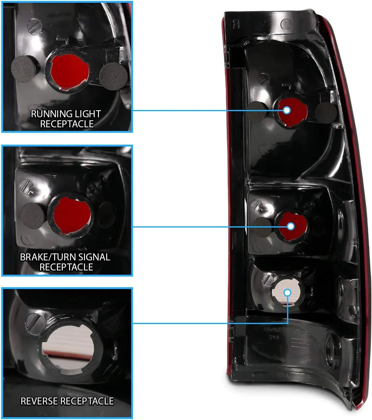 for 1999-2002 Chevy Silverado | 99-2006 GMC Sierra Truck Smoke Red Replacement Brake Tail Lights Pair - Passenger and Driver Sid