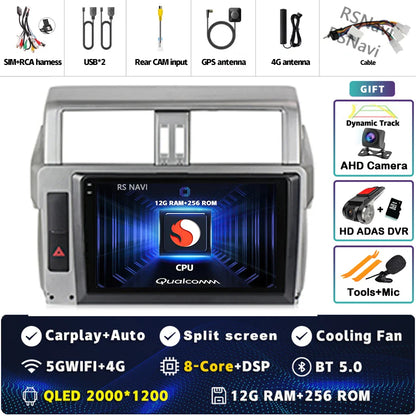 Android 14 For Toyota Land Cruiser Prado 150 2013 - 2017 2K QLED Android Car Radio Multimedia Video Player GPS Stereo CarPlay