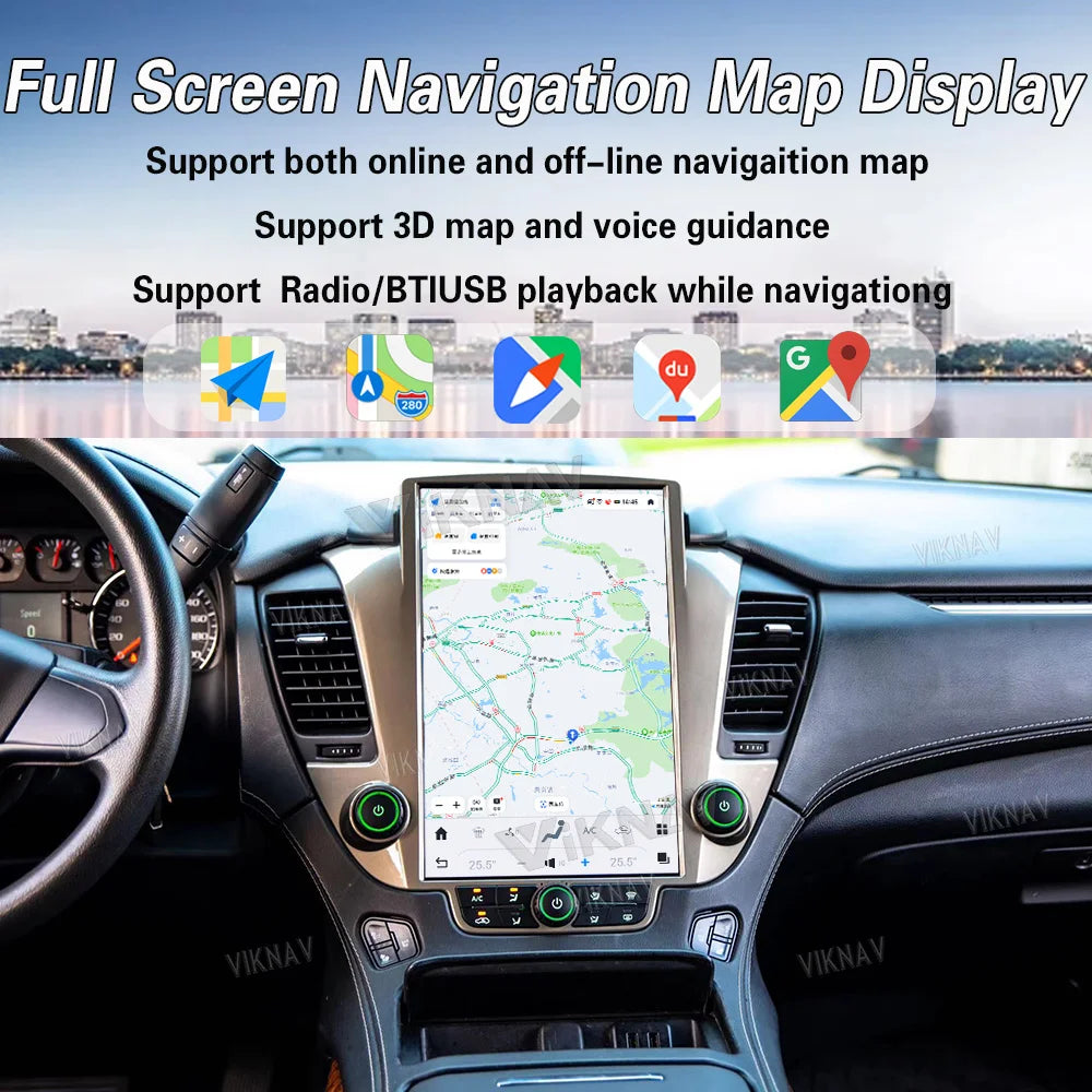 Viknav Car Radio For 2014-2020 Chevrolet Suburban Tahoe GMC Yukon  14.4 Inch Wireless Carplay GPS Navigation Multimedia Player