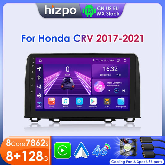 Hizpo Car Stereo Radio For Honda CRV CR-V 2017 - 2021 Multimedia Player Navigation GPS Carplay 2 Din Android Head Unit Wifi DSP