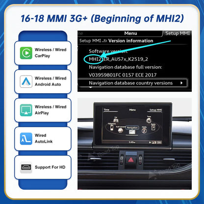 Road Top Wireless Android Auto For Audi Car A6 A7 RMC 3G MMI MHI2 2012-2018 Carplay Interface Mirror Link Air Play