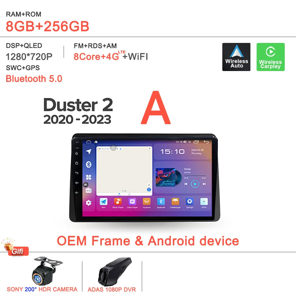 Android 14 For Renault Duster HM 2 II 2020 - 2023 Arkana 1 I 2019 - 2023 Car Radio Multimedia Video Player Navigation stereo DVD