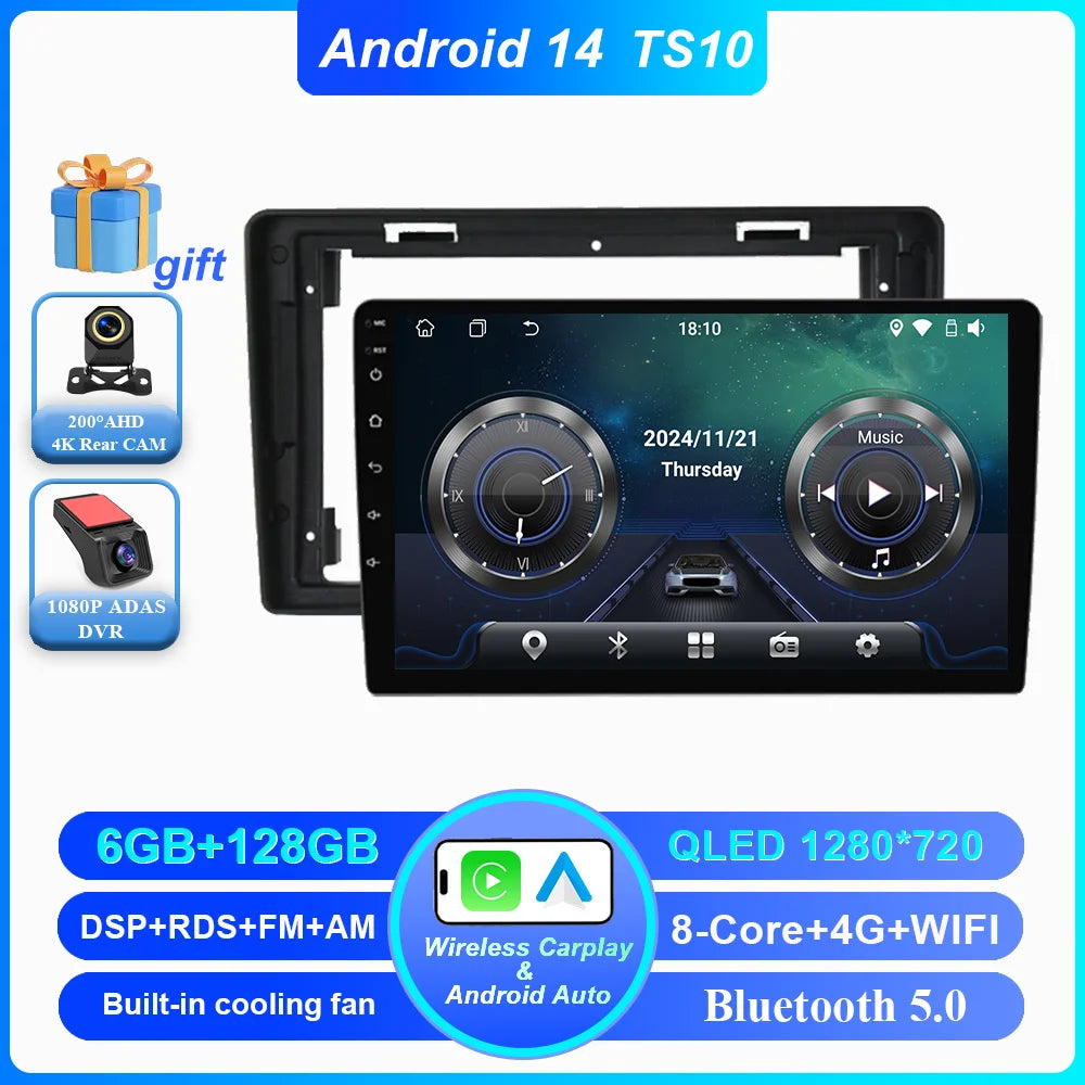 Car DVD Android 14 Radio Stereo For Citroen C2 C3 2001 2002 2003 -2010 Auto Multimedia Video Player GPS Navigation NO 2Din WIFI