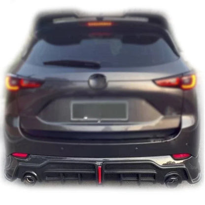 2024 New Rear Bumper Diffuser Exhaust with LED Light For Mazda CX-5 2020-2023 Carbon Fiber Car Tuning Accessory Bodykit Parts pp