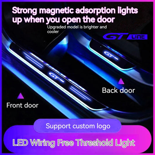 For Peugeot GT GTline 106 107 108 206 207 208 301 308 408 508 2008 3008 4008 5008 Car Wireless LED Welcome Pedal Threshold Light