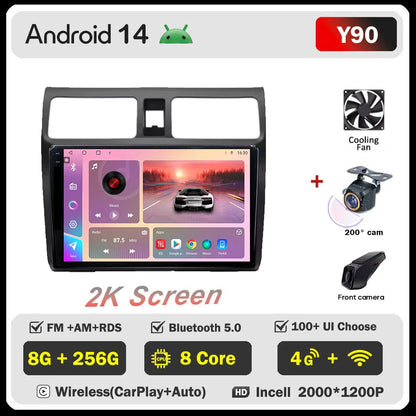 Android 14 Car player Auto Car 9 inch Radio For Suzuki Swift 2003 - 2010 GPS Navigation Auto Radio Dash Cam 5G wifi QLED Screen