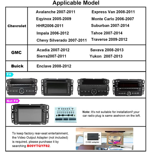 Car Stereo for GMC Acadia Savava Yukon Sierra/Chevy Silverado Tahoe Equinox/Buick Enclave,Android 13 Carplay Autoplay