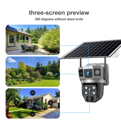 4G Solar IP Camera WIFI CCTV 12MP Dual Lens Triple Screen PTZ Auto Tracking 6K Curious Security Surveillance V380 Pro Camera power tools