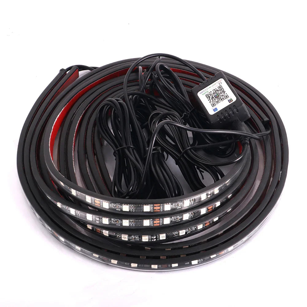 Neon LED RGB Car Underglow Bottom Light Remote/APP Control Flexible Waterproof LED Strip Car Underbody Light Decorative Lamp 12V