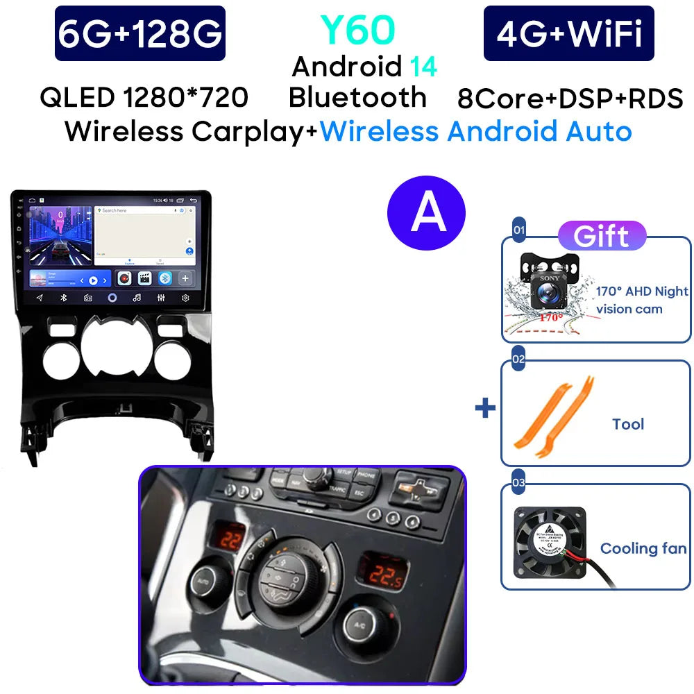 Car Radio Android 14 For Peugeot 3008 5008 2009-2016 LHD Navigation GPS Android Stereo Multimedia Player Screen No 2din 4G Wifi