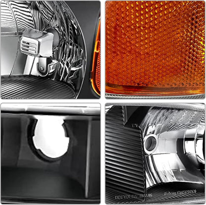 Headlights Compatible with 1999 2000 2001 2002 2003 2004 2005 2006 GMC Sierra 1500HD 2500HD/2007 1500 2500 3500 Clsic / 00-06 Yu