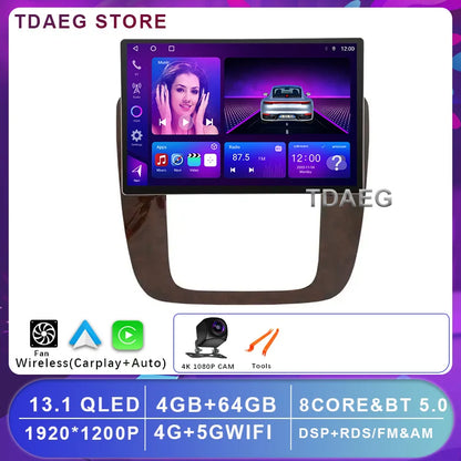 13INCH Android 14 For GMC Yukon Chevrolet Tahoe Suburban 2008 - 2012 Multimedia Video Player 4G WIFI Navigation GPS Carplay auto