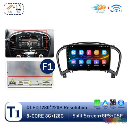 Carplay Android OS for Nissan Juke YF15 2010 - 2014 QLED Touch Screen 9 '' Car Radio Stereo Player GPS Navigation WiFi Head Unit