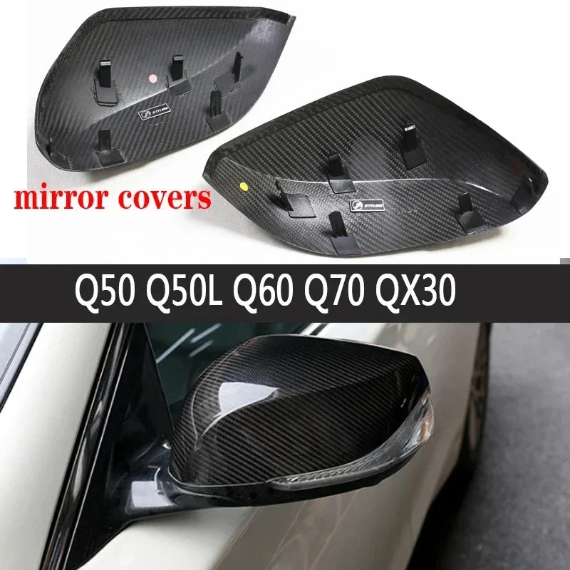 For Infiniti Q50 Q60 Q70 QX30 QX50 QX60 Shells Rearview Cap Carbon fiber rear view mirror case cover Car Accessories body kit