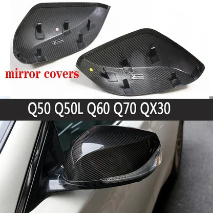 For Infiniti Q50 Q60 Q70 QX30 QX50 QX60 Shells Rearview Cap Carbon fiber rear view mirror case cover Car Accessories body kit