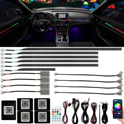 22in1 Universal Symphony Colorful Car Ambient Light Neon RGB Automobile Acrylic Strip Decor lamp APP & RF Remote Controller