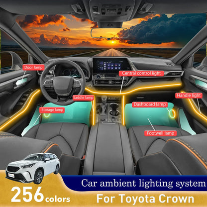 For Toyota Crown Car Interior Mood Ambient Light RGB 64-Color LED Smart Remote Control Atmosphere Lamp Energy Saving Kit