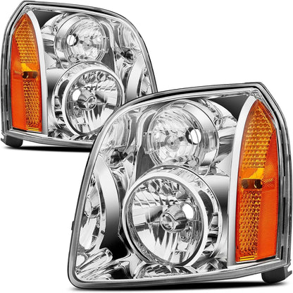 GMC Yukon LED Headlight Assembly Upgrade Kit Amber Bulb Clear Lens for 2007-2014 Models Car Light Accessories