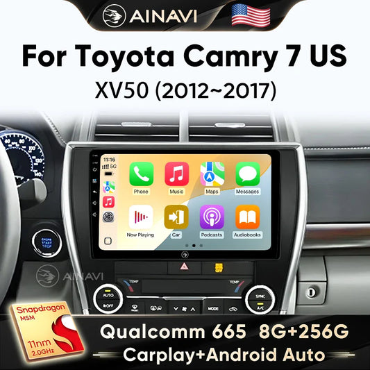 Ainavi Car Radio For Toyota Camry 7 2012 2013 2014 2015 2016 XV50 Wireless Carplay Android Auto Car Stereo Car multimedia 2 DIN