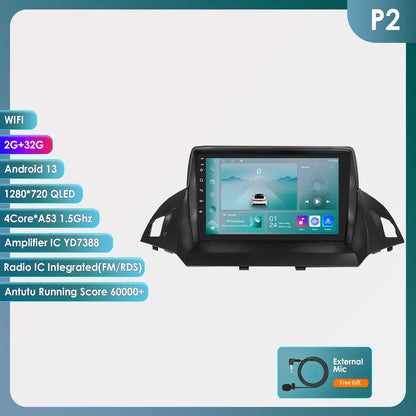 Hizpo 2 Din Android 13 For Ford Kuga 2 Escape 2013 - 2017 Car Radio Multimedia Video Player Navigation GPS 4G Carplay Stereo RDS