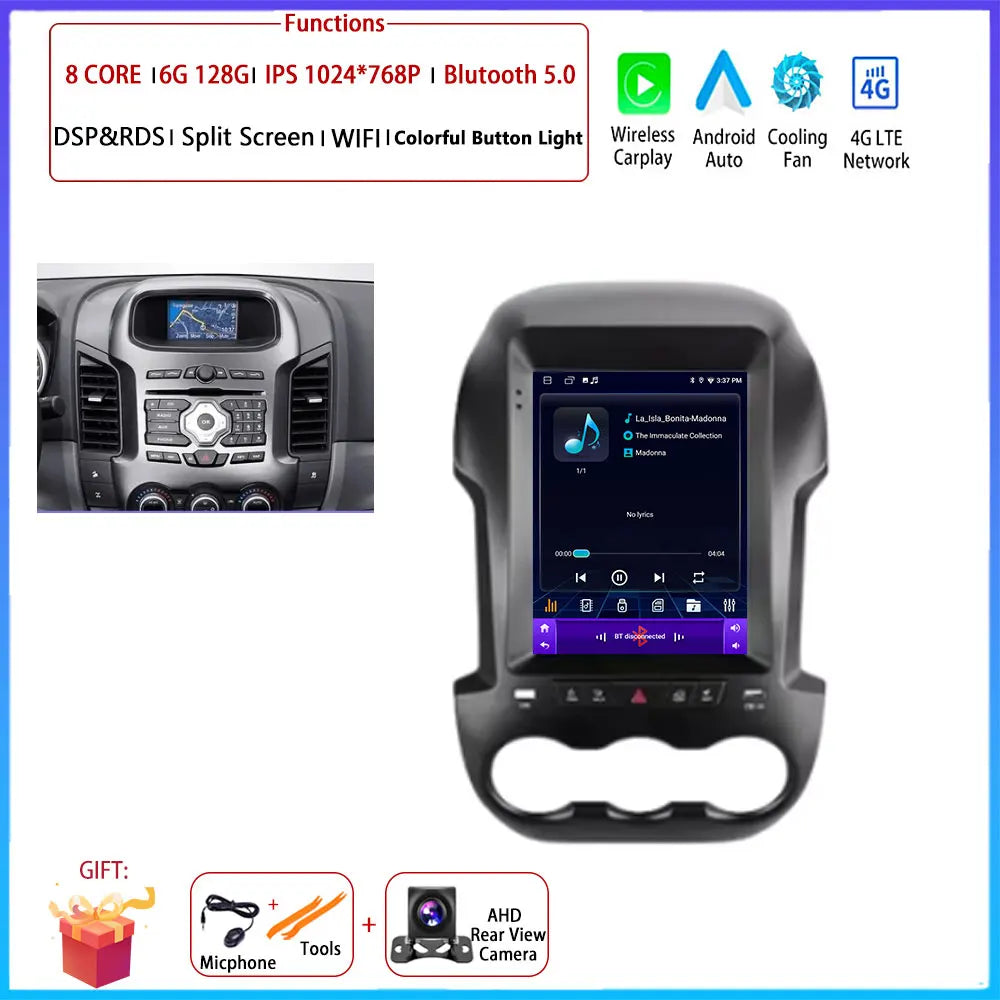 9.7 inch Car Video Radio Player Wireless Carplay DSP Stereo Touch Screen Auto Tools BT  For Ford Ranger 3 2011-2015 AM/FM/RDS