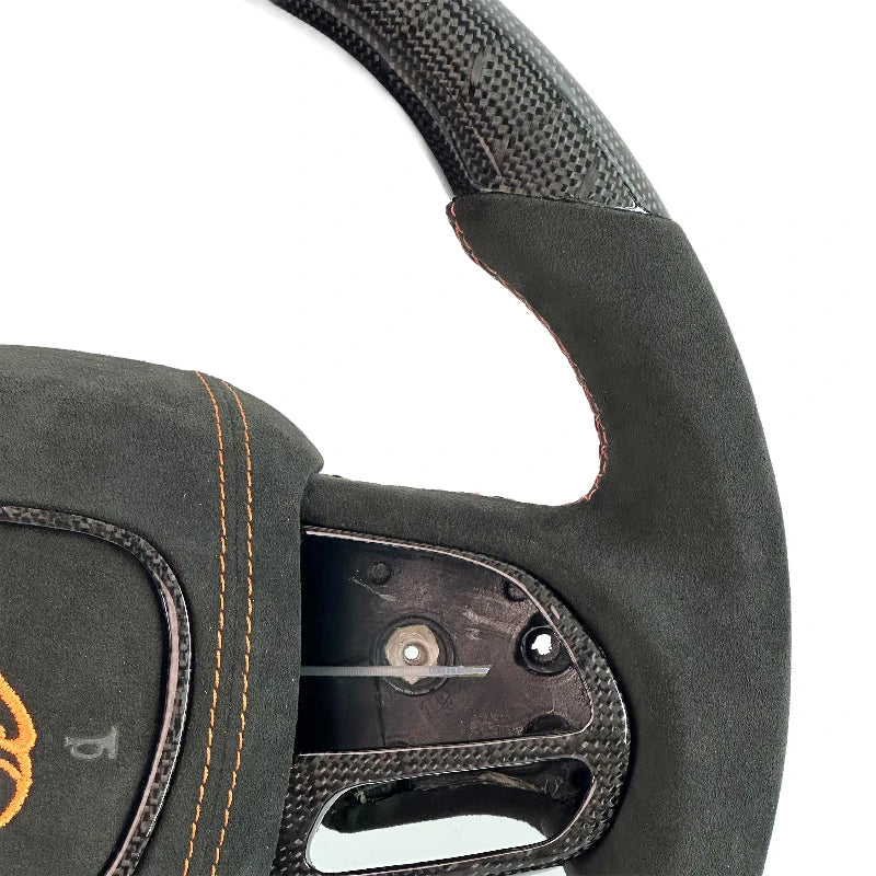 Real Carbon Fiber Steering Wheel Perforated Leather For Dodge Challenger Charger SRT HELLCAT 2015‑2022
