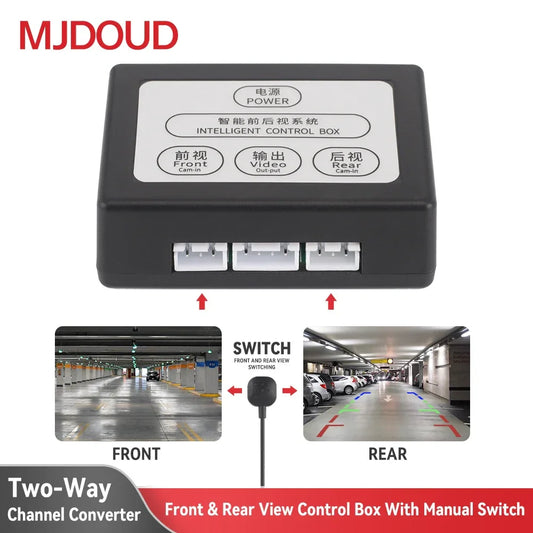 MJDOUD Car Parking Camera Video Channel Converter for Monitor Front And Rear View Two-Way Control Box With Manual Switch