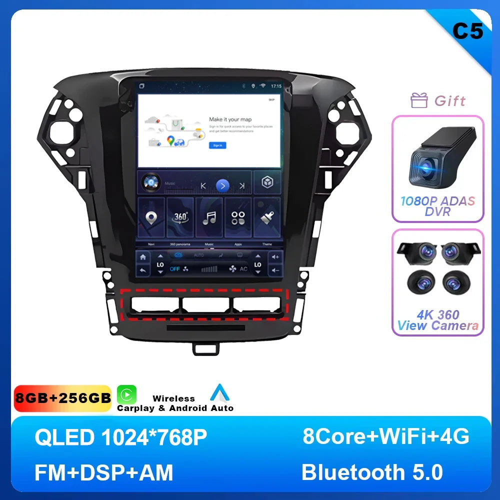 9.7 inch Android 14 Car Radio For Ford Mondeo MK4 2011 - 2013 Navigation Autoradio Multimedia Player DVD GPS Stereo WIFI 4G DVD