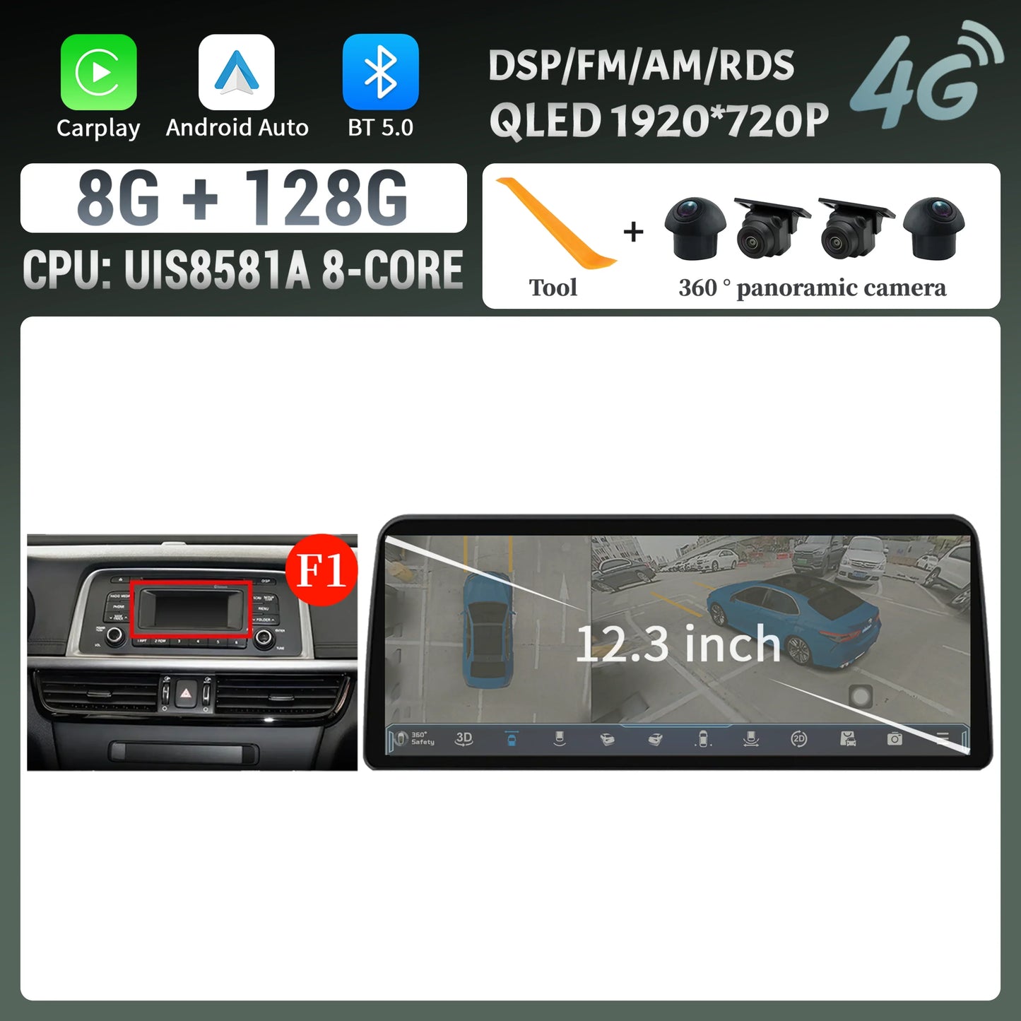 12.3inch Android 14 For KIA K5 Optima 2015 2016 2017 2018 2019 Car Radio Multimedia Navigation GPS Carplay Stereo Touch Screen
